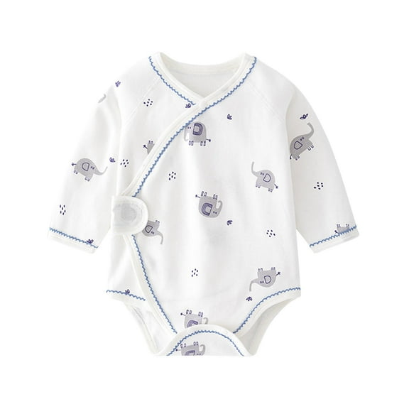 Fesfesfes Babys Side Snap Rompers Casual Printed Round Neck Rompers Comfortable Long Sleeve Rompers ,Size 3 Months-9 Months