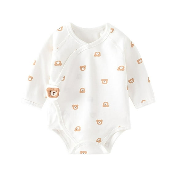 Fesfesfes Babys Side Snap Rompers Casual Printed Round Neck Rompers Comfortable Long Sleeve Rompers ,Size 3 Months-9 Months