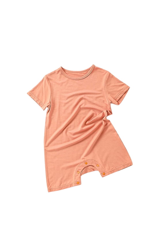 Babys Solid Color Rompers Soft Round Neck Short Sleeve ‌Rompers Summer Comfortable Rompers ,Size 6 Months-2 Years