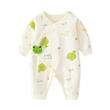 Mikilon Babys Spring Long Sleeve Rompers Side Snap Wrapping the Hip Rompers Cute Grdphic Print Rompers