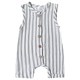 thumbnail image 1 of Fesfesfes Babys Striped Rompers Round Neck Sleeveless Button-Up Rompers Comfortable Long Pants Rompers ,Size 3 Months-12 Months, 1 of 7