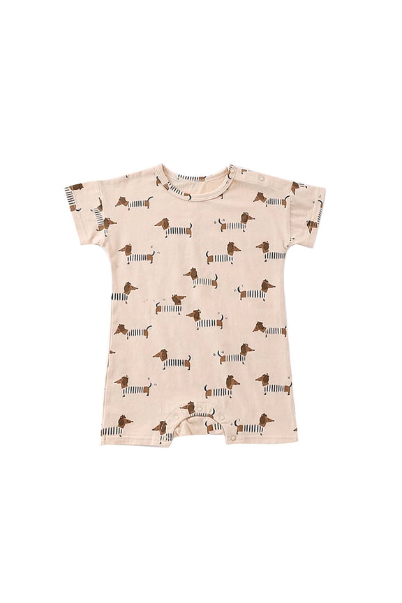 Babys Summer Floral Print Rompers Comfortable Round Neck Sleeveless Rompers Casual Button-Up Rompers ,Size 6 Months-2 Years