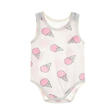 Mikilon Babys Summer Rompers Fashion Lightweight Cute ‌Print Rompers Round Neck Sleeveless Rompers ,Size 3 Months-12 Months