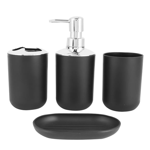 Mikilon Bathroom Accessories Set - 4 PCS Bathroom Accessory Set with Soap Pump Dispenser, Toothbrush Holder, Tumbler and Soap Dish - Modern Bathroom Decor