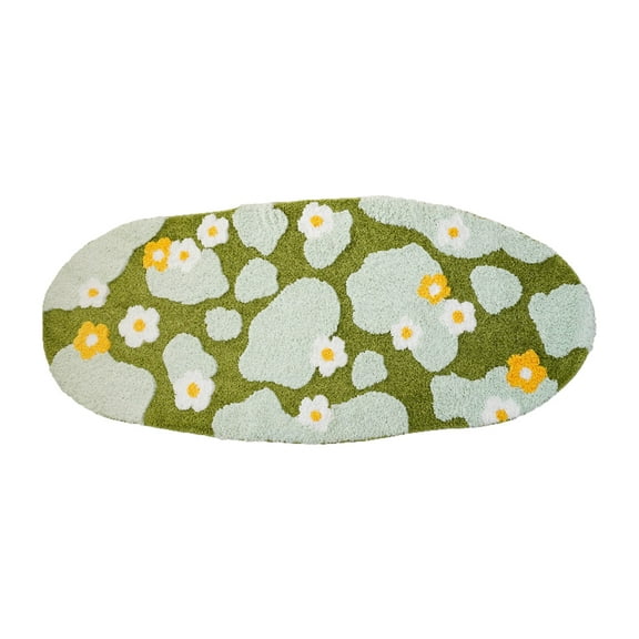 Bathroom Rugs Moss Rug Floral Area Rugs Plant Flowers Bathroom Rug Cute Green Forest Leaf Plush Bath Shower Mat Soft Microfiber Carpet Green