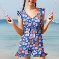 thumbnail image 1 of Mikilon Big Girls Summer Sleeveless Romper Ruffle Trim Casual Jumpsuit 7-16 Years, 1 of 9