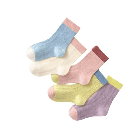 Mikilon Bigs Girls Princess Socks Patchwork Color Versatile Middle Tube Socks Warm Breathable Socks