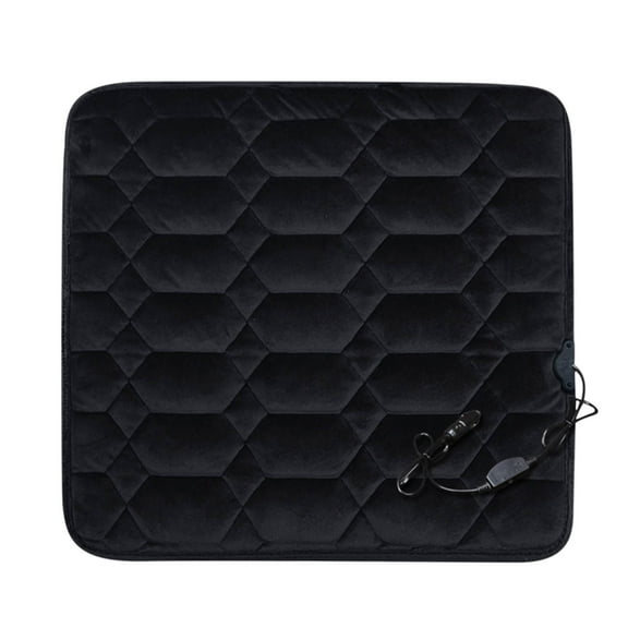 Mikilon Blanket, Heated Car Seat Cushion, 12V/24V Portable Car Heating Pad Back, Heating And Ventilation Function Winter Driving, Black