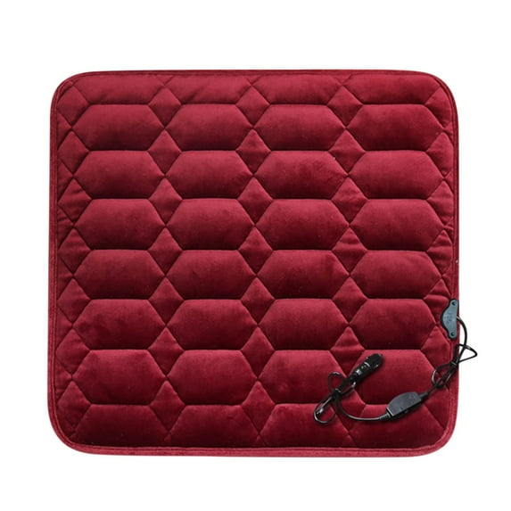 Mikilon Blanket, Heated Car Seat Cushion, 12V/24V Portable Car Heating Pad Back, Heating And Ventilation Function Winter Driving, Red