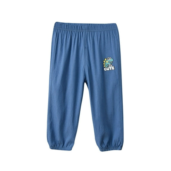 Mikilon Boys Athletic Joggers Pants Size 4-11 Years Solid Color Graphic Pants Elastic Waist Loose Long Pants