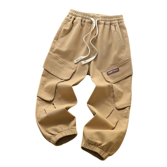 Mikilon Boys Athletic Pants Size 8-15 Years Solid Color Darwstring Baggy Pants Casual Comfortable Loose Long Pants