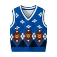 thumbnail image 1 of Mikilon Boys Floral Print Knitted Sweaters Colorful Checkered Sleeveless Sweater Versatile V-neck Pullover Tops ,Size 3-8 Years, 1 of 8