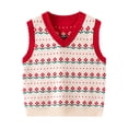 thumbnail image 1 of Mikilon Boys Floral Print Knitted Sweaters Colorful Checkered Sleeveless Sweater Versatile V-neck Pullover Tops ,Size 3-8 Years, 1 of 9