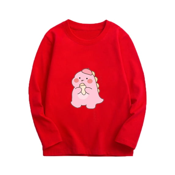 Mikilon Boys and Girls Undershirts Size 8-14 Solid Color Graphic Casual Long Sleeve Undershirts Comfortable Round Neck Tops Fall and Winter Printed Tops for Kids