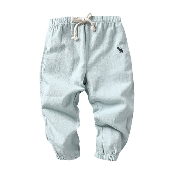 Mikilon Boys Lightweight Pants Size 3-8 Years Solid Color Elastic Waist Drawstring Pants Casual Comfortable Pants