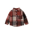 thumbnail image 1 of Mikilon Boys Long Sleeve Plaid Jackets Long Sleeve Turndown Neck Button Tops with Pocket ,Size 6 Months-2 Years, 1 of 8