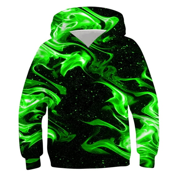 Mikilon Boys Outdoor Warm Shirts Colorful Print Hooded Sweatshirts Long Sleeve Round Neck Cool Tops ,Size 4-13 Years