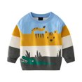 thumbnail image 1 of Mikilon Boys Patchwork Color Pullover Sweaters Round Neck Long Sleeve Tops Versatile Knitted Blouses ,Size 3-8 Years, 1 of 3