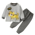 thumbnail image 1 of Fesfesfes Boys Striped Pajamas Sets Size 3 Months-6 Years Cute Graphic Print Blouses Solid Color Elastic Waist Pants Comfortable Homewear Sets, 1 of 3