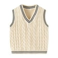 thumbnail image 1 of Mikilon Boys Sweater Vest Size 1-8 Years Cable V-Neck Knitted Uniform Sweaters Girls Clothes Dress Vest, 1 of 9