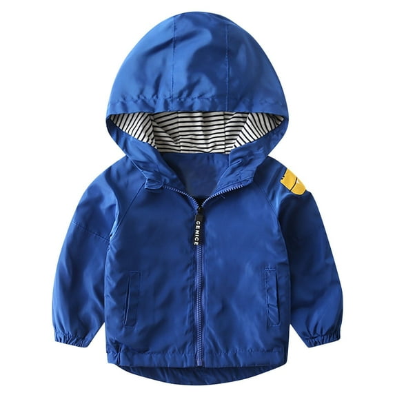 Fesfesfes Boys Windproof Jacket Solid Color Long Sleeve Hooded Zipper Jackets Outdoor Warm Jackets ,Size 3-7 Years