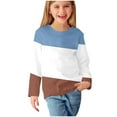 thumbnail image 1 of Fesfesfes Boys and Girls Long Sleeve Shirts Cute Striped Color Block Tops Casual Round Neck Blouses Fall Kids Clothes Size 4-14, 1 of 6