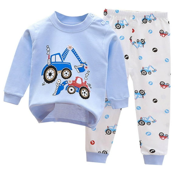 Mikilon Boys and Girls Outdoor Sets Size 3 Months-7 Years Spring Print Sets Long Sleeve Round Neck Blouses Elastic Waist Long Pants