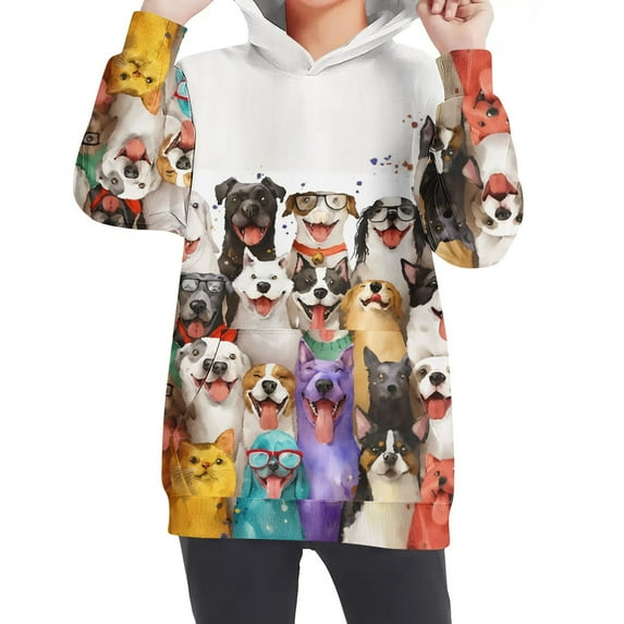 Mikilon Boys and Girls Pullover Tops Long Sleeve Printed Shirts Round Neck Comfortable Tops Casual Cute Clothes for Kids Size 4-14
