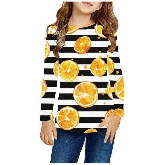Mikilon Boys and Girls Pullover Tops Long Sleeve Printed Shirts Round Neck Comfortable Tops Casual Cute Clothes for Kids Size 4-14