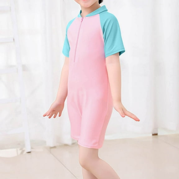 Mikilon Boys and Girls Short Sleeve One Piece Rash Guard Swimsuit Water Sport UPF 50  Sun Protection Bathing Suits (1-7 Years)