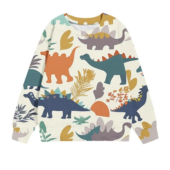 Mikilon Boys and Girls Thicken Sweatshirts Long Sleeve Round Neck Tops Casual Plus Vlevet Blouses ,Size 1-11 Years