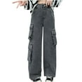 thumbnail image 1 of Mikilon Cargo Pants for Kids Size 8-14 Years Solid Color Elastic Waist Baggy Pants Middle Waist Long Pants, 1 of 9