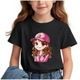 thumbnail image 1 of Fesfesfes Children Casual Versatile Tops for Outdoor Breathable T-shirt with Short Sleeve for Boys Girls School Season Round Neck Short Sleeve Tees(Black#04A,14 Years), 1 of 7