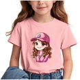 thumbnail image 1 of Fesfesfes Children Casual Versatile Tops for Outdoor Breathable T-shirt with Short Sleeve for Boys Girls School Season Round Neck Short Sleeve Tees(Pink#04A,5 Years), 1 of 7