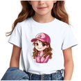 thumbnail image 1 of Fesfesfes Children Casual Versatile Tops for Outdoor Breathable T-shirt with Short Sleeve for Boys Girls School Season Round Neck Short Sleeve Tees(White#04A,7 Years), 1 of 7