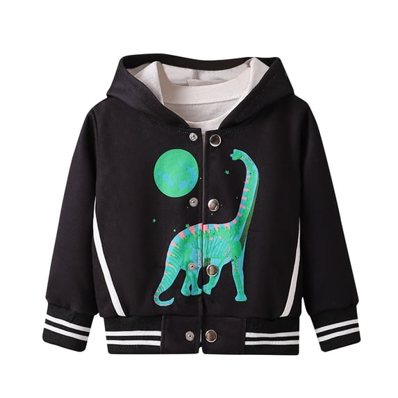 Fesfesfes Children's Casual Hooded zipper Sweatshirts Plus Velvet and Thicken Print Warm Jackets ,Size 9 Months-3 Years