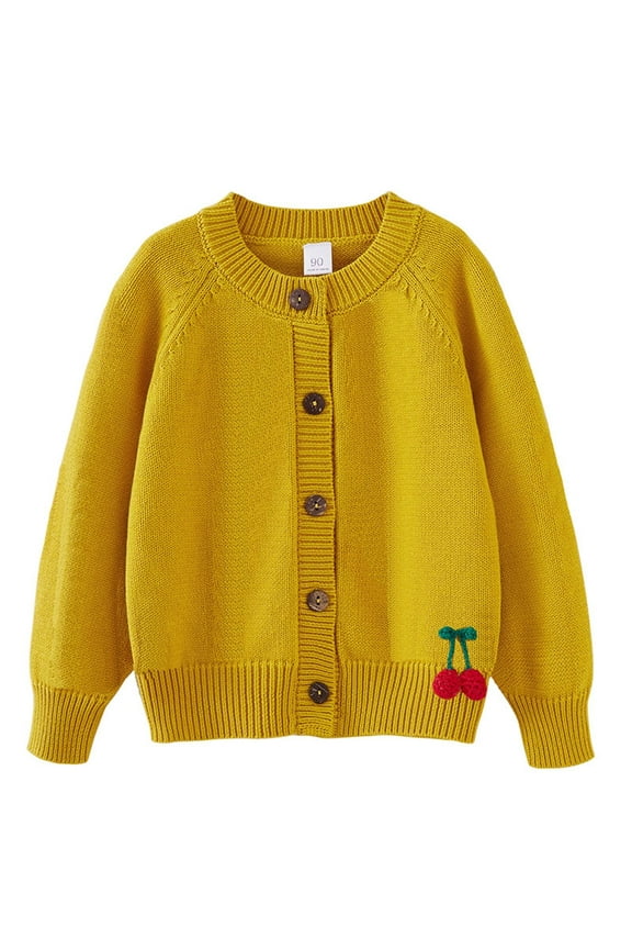 Chirstmas Day Fashion Sweaters for Girls Size 2-7 Years Comfortable Flowers Long Sleeve Cardigan Sweaters Fall and Winter Casual Round Neck Cute Clothes