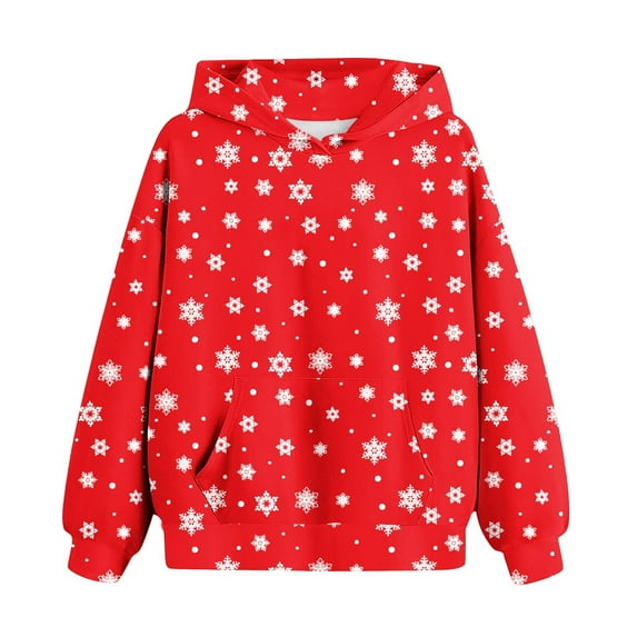 Fesfesfes Chirstmas Day Hoodies for Teen Girls Size 2-13 Casual Long Sleeve Round Neck Clothes Solid Color Graphic Fall and Winter Cute Hoodie Clothes