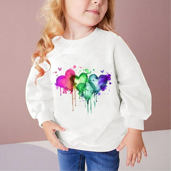 Fesfesfes Christmas Day Clothes for Girls Size 2-9 Kids Round Neck Long Sleeve Shirts Solid Color Graphic Hoodless Sweatshirts Fall and Winter Printed Cute Tops for Kids