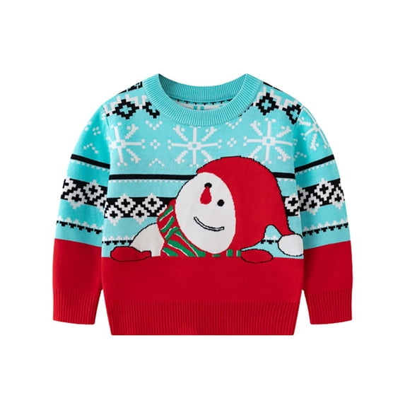 Fesfesfes Christmas Day Kids Cute Sweaters Size 3-7 Years Boys and Girls Plus Velvet and Thicken Patchwork Color Sweatshirts Fall And Winter Thermal Clothes