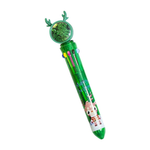 Christmas Decorations 10 Color Christmas Ballpoint Pen Push Type Color Multifunction Marker 10 in 1 Multicolor Pen Christmas Gift 2ml C
