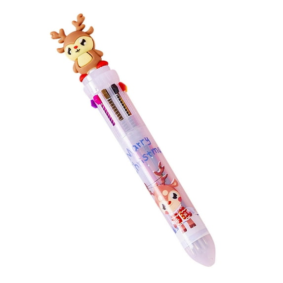 Christmas Decorations 10 Color Christmas Ballpoint Pen Push Type Color Multifunction Marker 10 in 1 Multicolor Pen Christmas Gift 2ml E