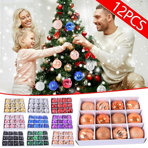 Christmas Decorations 12PCS Christmas Balls Baubles Party Xmas Tree Decorations Hanging Ornament Decor Silver