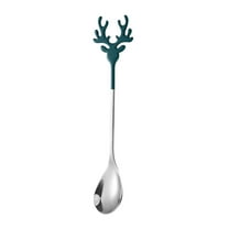 Christmas Decorations Christmas Spoons Christmas Gift Reindeer Spoon 304 Stainless Steel Coffee Spoon Mixing Spoon Dessert Ice Cream Spoon Green