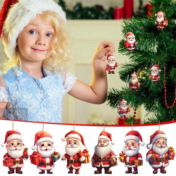 Mikilon Christmas Decorations Christmas Tree Ornaments Set Santa Wooden Ornaments Santa Snowboard Santa Christmas Tree Ornaments C