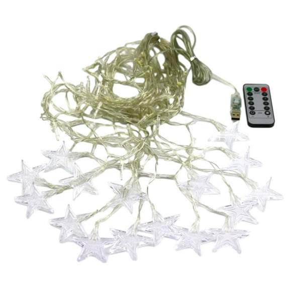 Christmas Lights, Christmas Star Curtain Light Home Party Decoration Lights 16 Star 80Mini LED 11.5ft Light String Lights For Holiday Decor, Clear