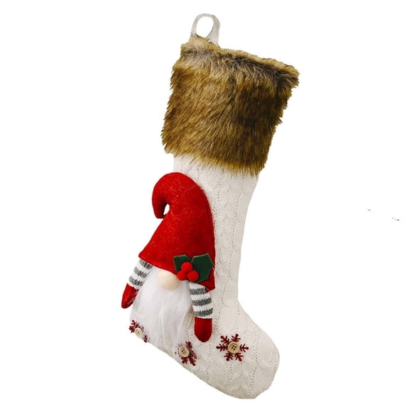 Christmas Ornament Decorations, Christmas Decorations Plush Tree Hanging Bag Faceless Doll Socks Gift Bag, White