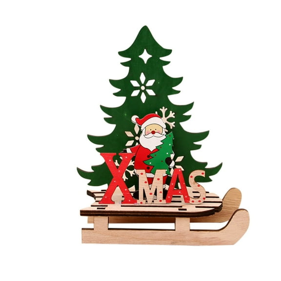 Mikilon Christmas Ornament Decorations, Christmas Wooden Santa Snowman Splicing Ornament Christmas DIY Decoration, Red