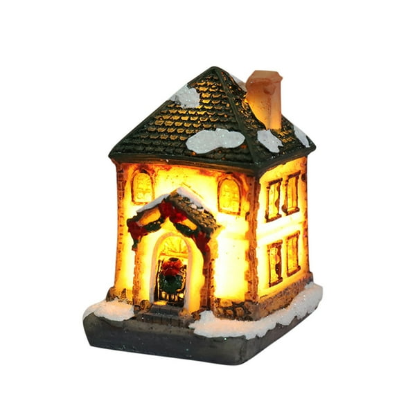 Christmas Ornament Decorations, Resin Miniature House Furniture LED House Decorate Christmas Gifts, Multicolor