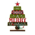thumbnail image 1 of Christmas Ornament Decorations, Wooden Christmas Tree Letters Painted Desktop Small Christmas Tree Decoration Holiday Decoration, B, 1 of 7